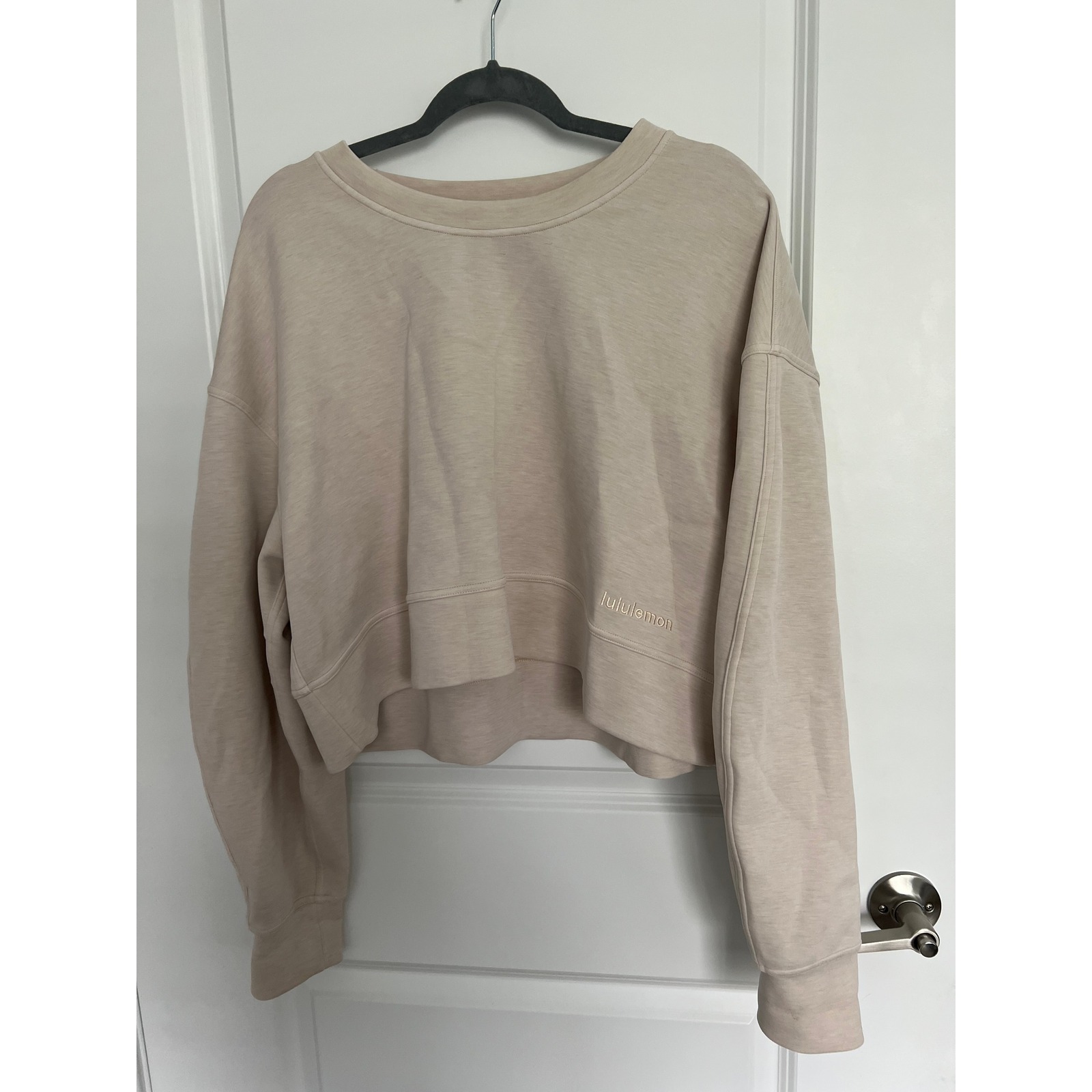 Lululemon Soft Ambitions Crop Crew - Heathered Beech Wood - Estimated Size 12