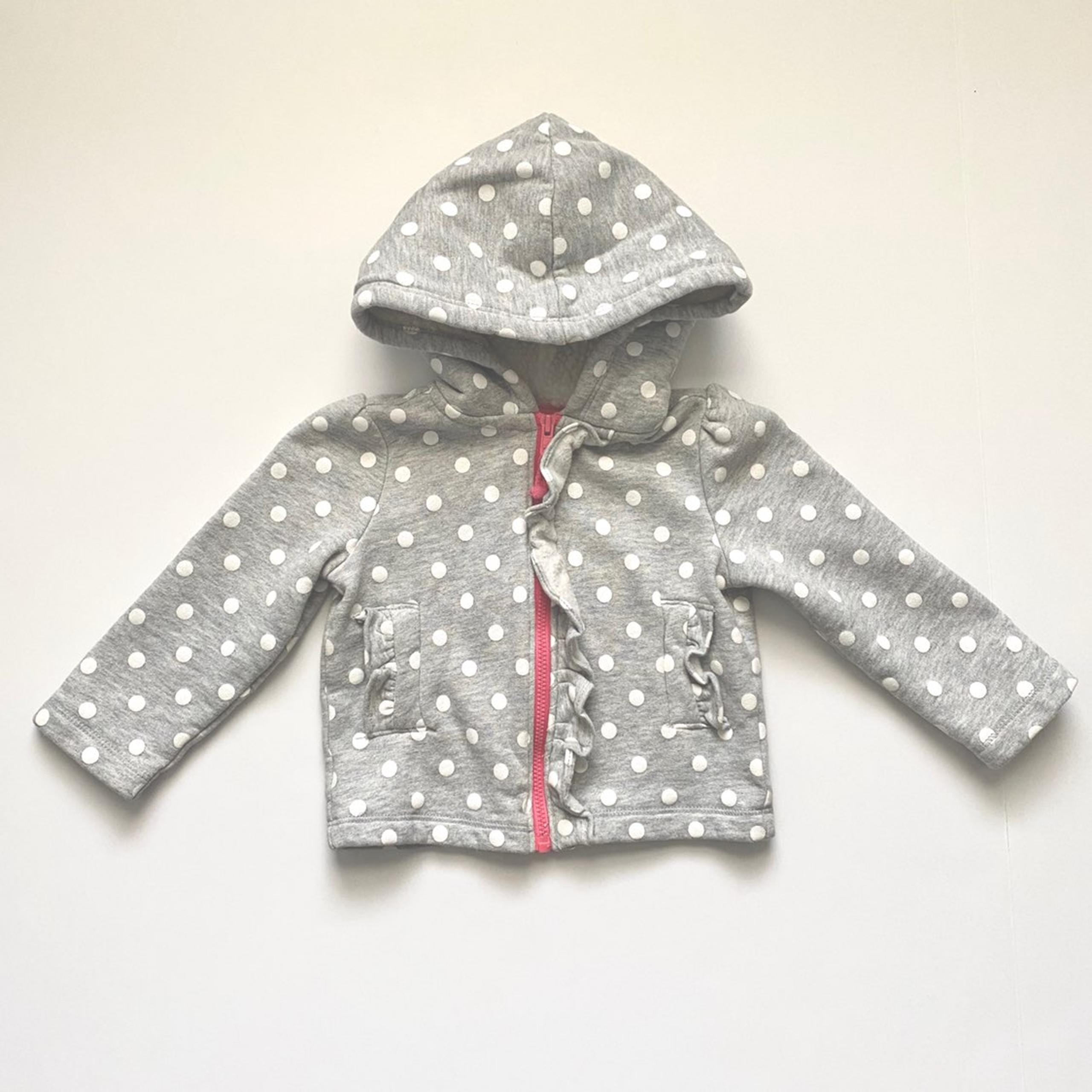 Gray Polka Dot Zip-up Hooded Jacket