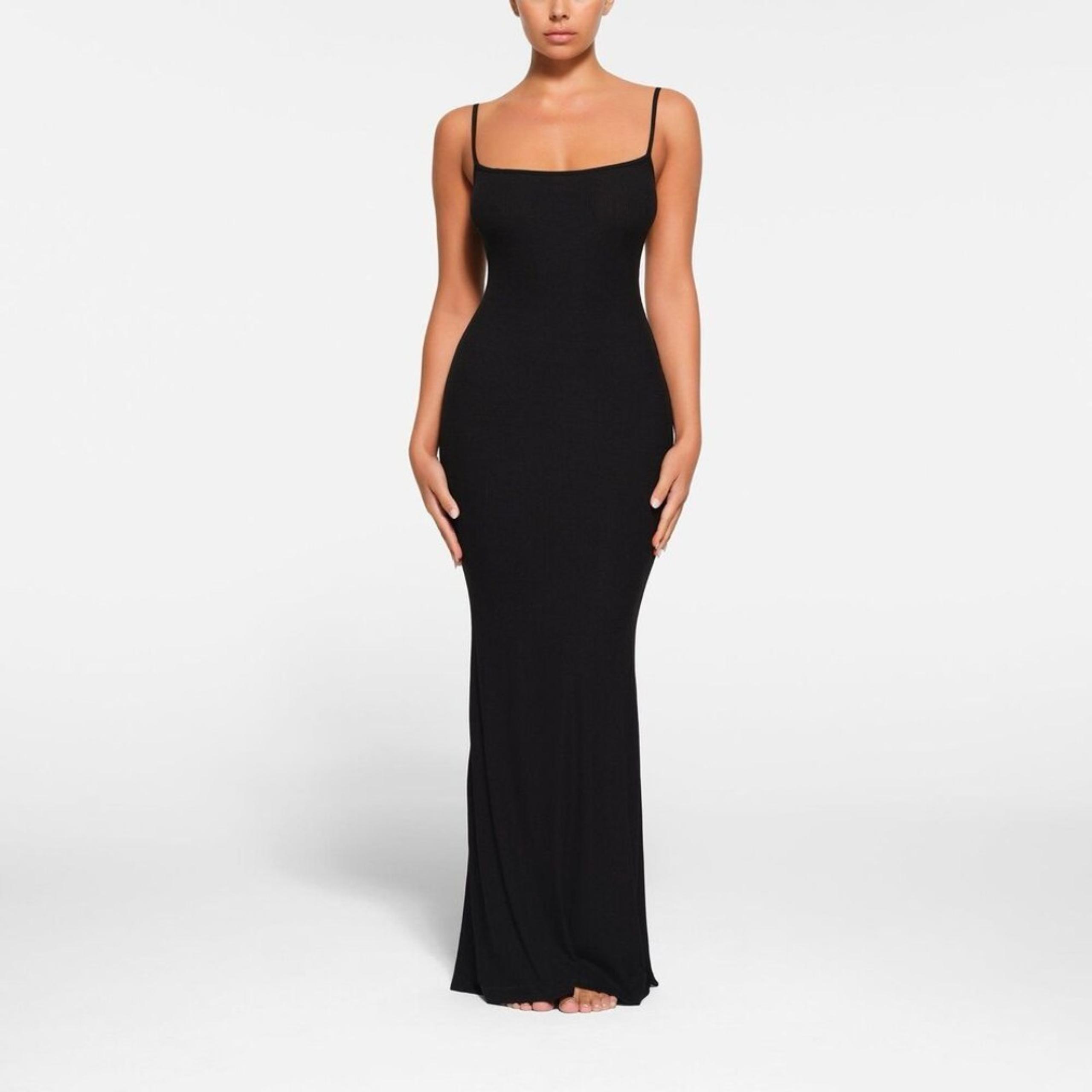 Skims Soft Lounge Long Slip Dress Onyx Size XS
