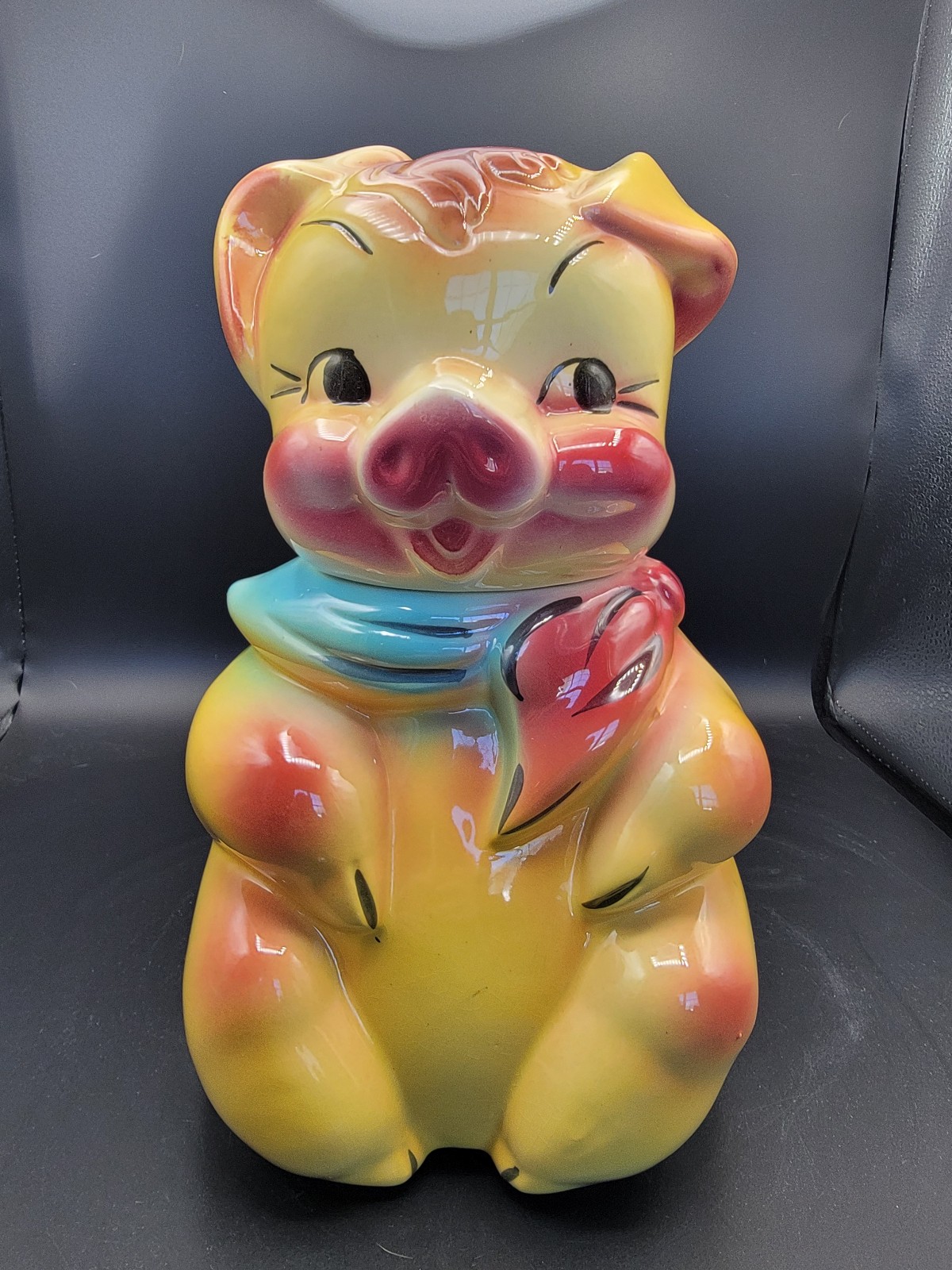 American Bisque Farmer pig cookie jar