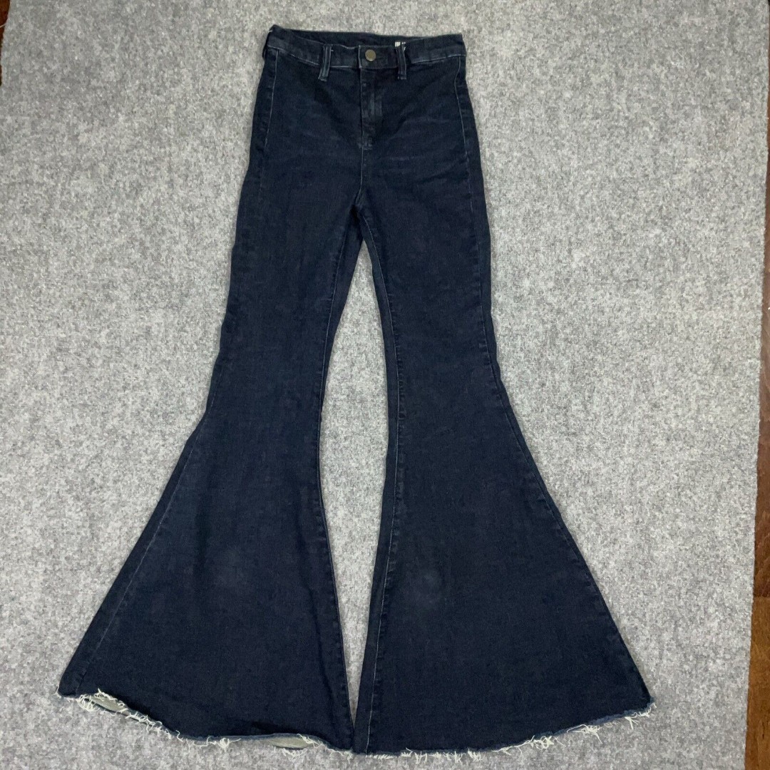 BLANKNYC X American Thread Jeans Womens Size 27 Blue Denim Flare Bell Dark Wash