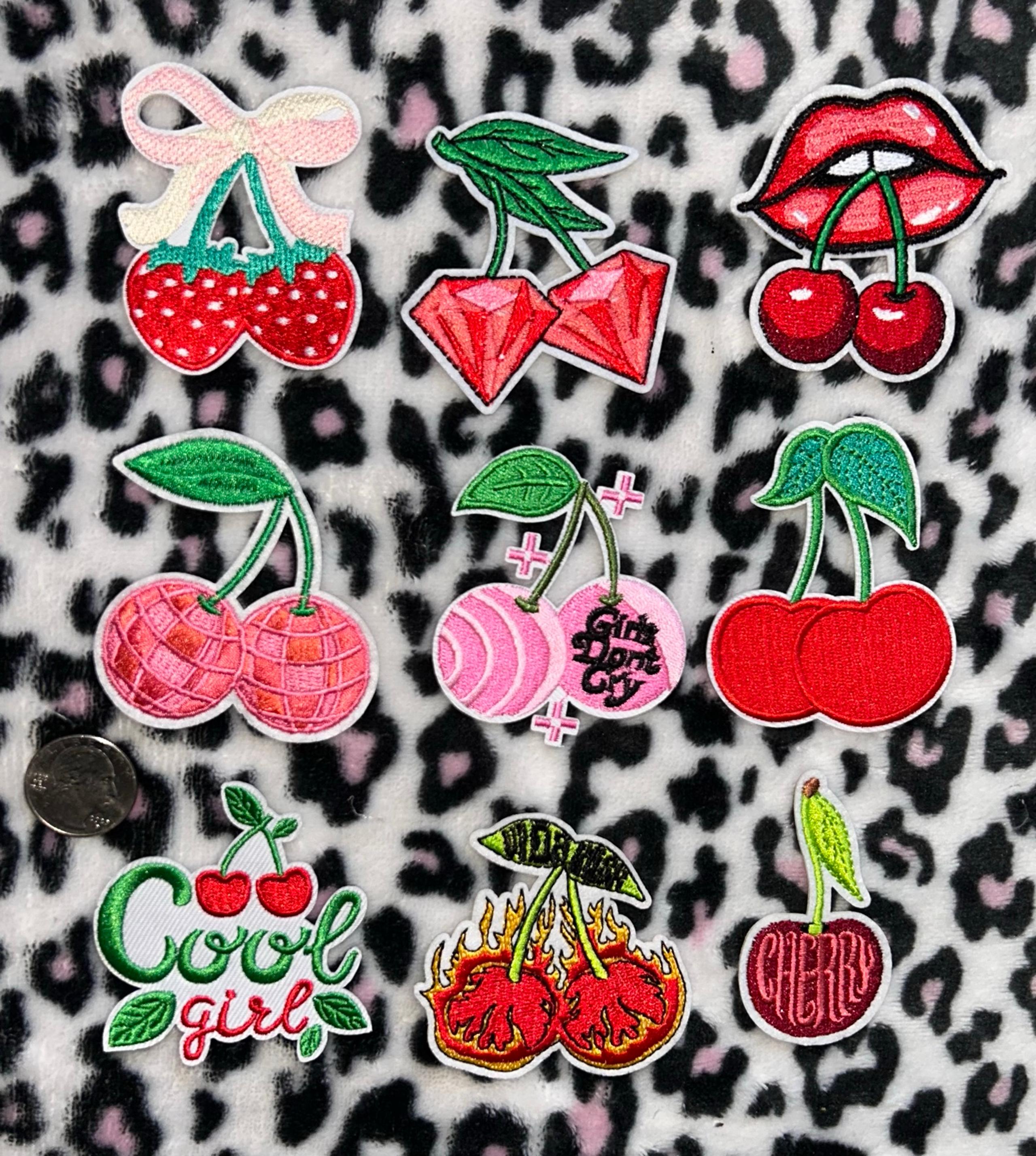 Set of Cherry Patches, 9 pc,, Iron on New