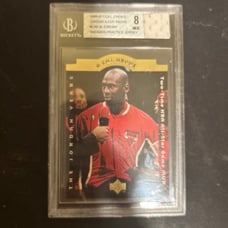 1996-97 Coll Choice #CA6 Michael Jordan Wizard Practice Jersey Backett grade 8.5