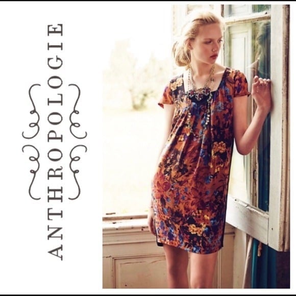 Anthro Maeve floral rust Pintura Dress