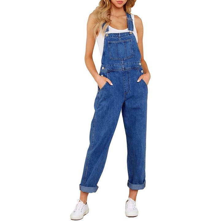 EUC Vetinee Womens 2XL Cuffed Denim Boyfriend Bib Overalls with Adjustable Strap
