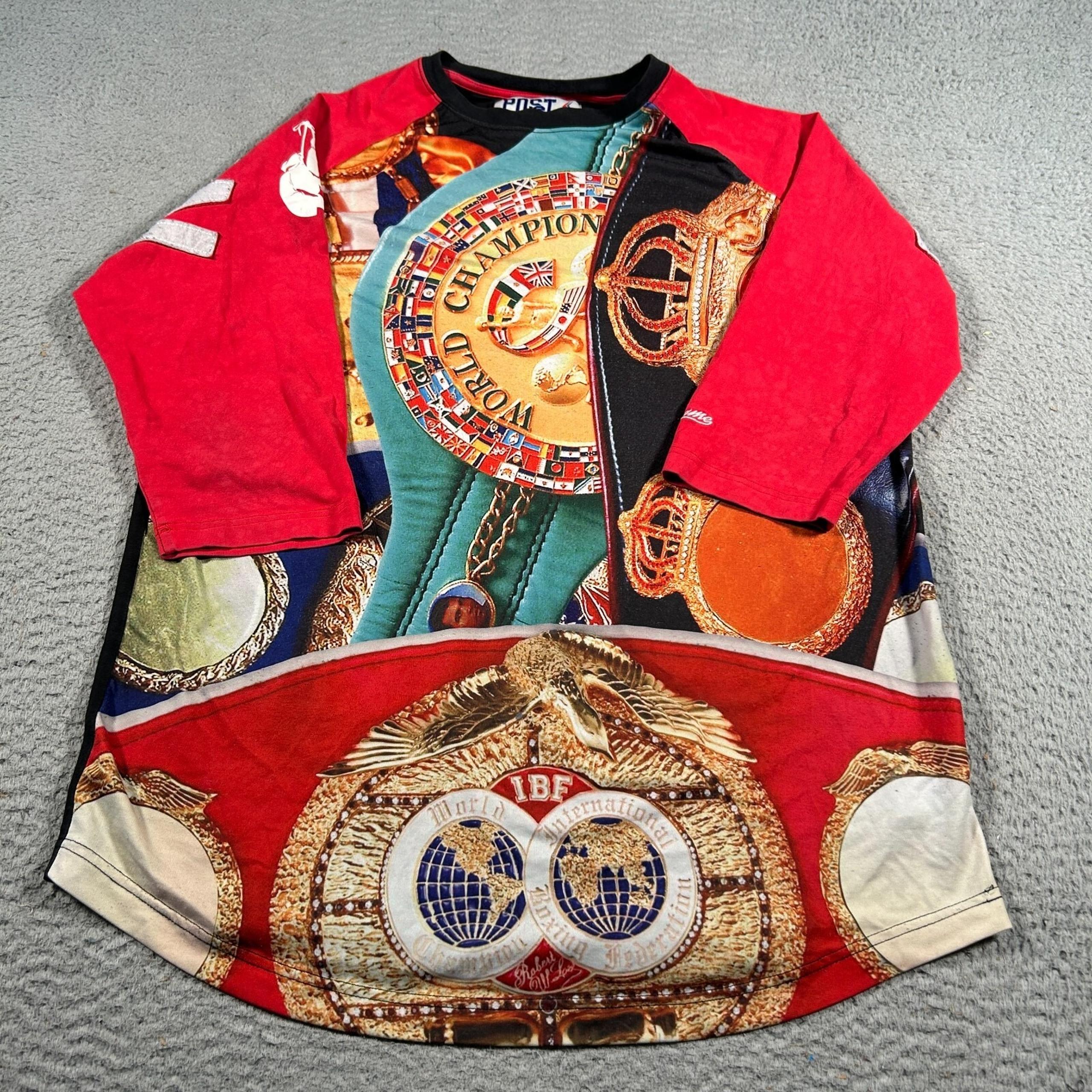 Vintage Post Game Boxing Champion Shirt Men Large MMXIII 2013 Champion Belt AOP
