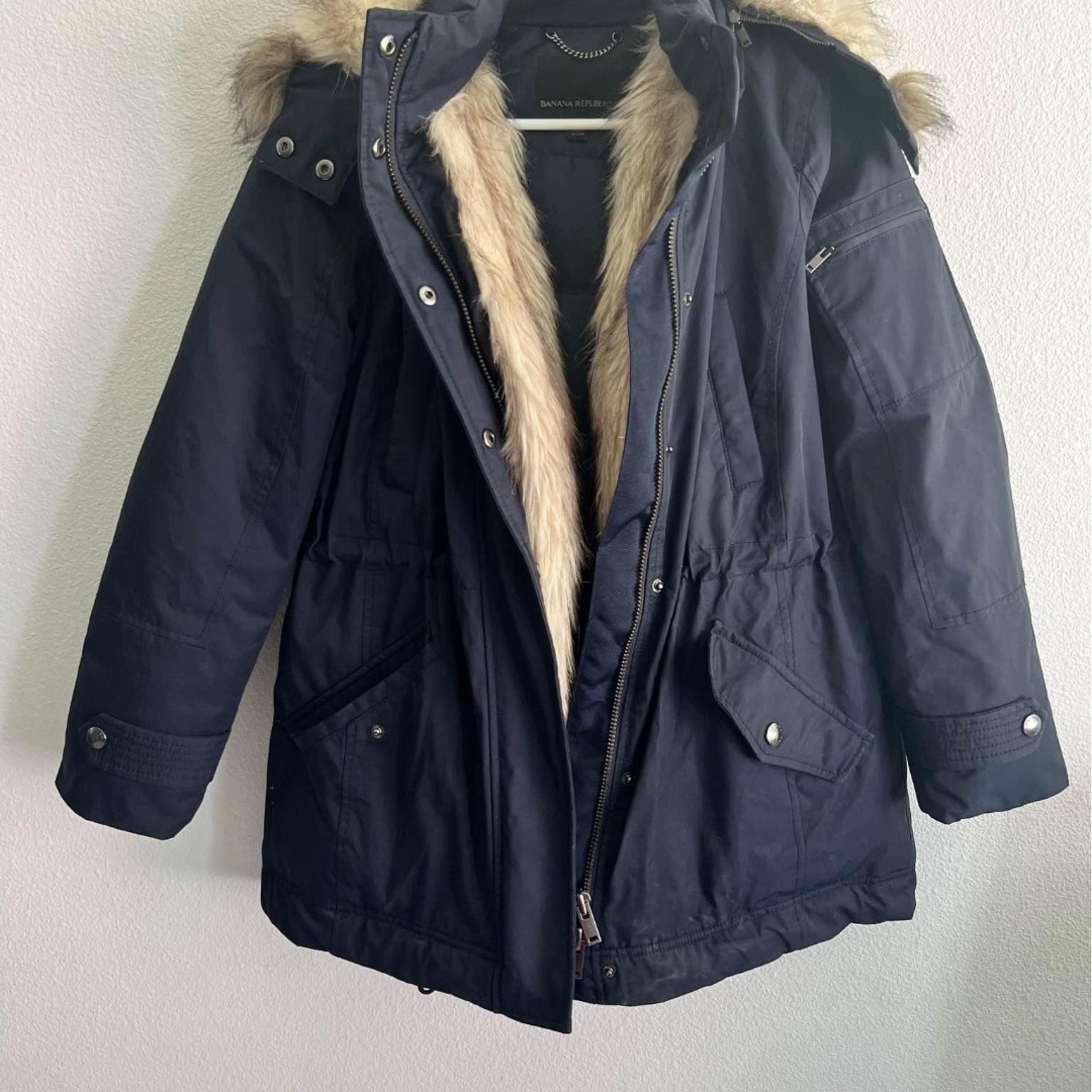 Banana Republic womens size M parka jacket with faux fur