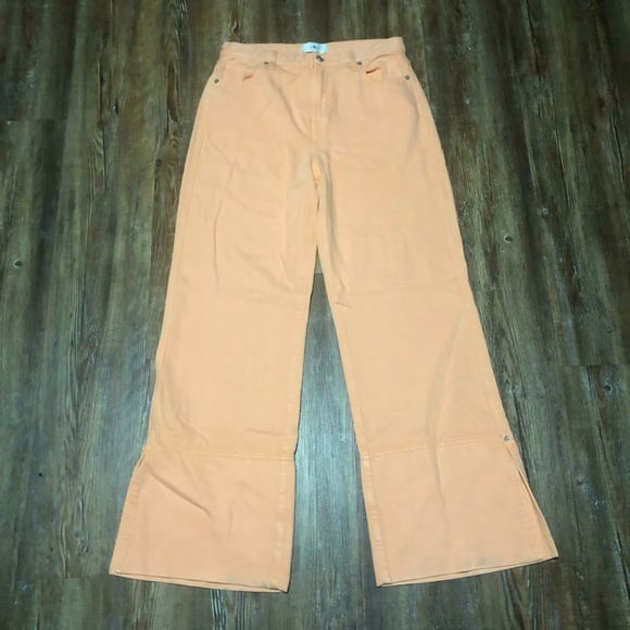 7 For All Mankind Jeans Women's 26 Wide Leg Tess Trouser Stretchy in Peach Wash