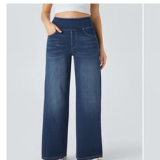 Halara Flex™ High Waisted Multiple Pockets Wide Leg Washed Stretchy Knit Casual