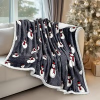 Premium Christmas Sherpa Throw Blanket | Snowman Decoration, Fleece, 50 x 60inch