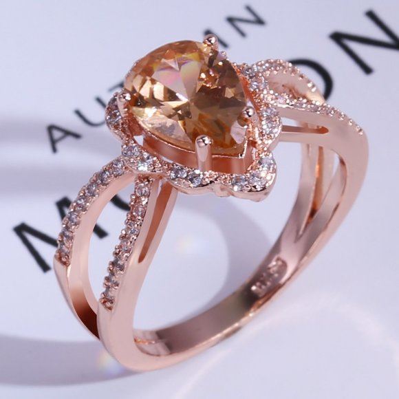 18K Rose Gold Teardrop Morganite Ring