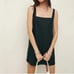 Reformation Black Cami Linen Square Neck Mini Dress