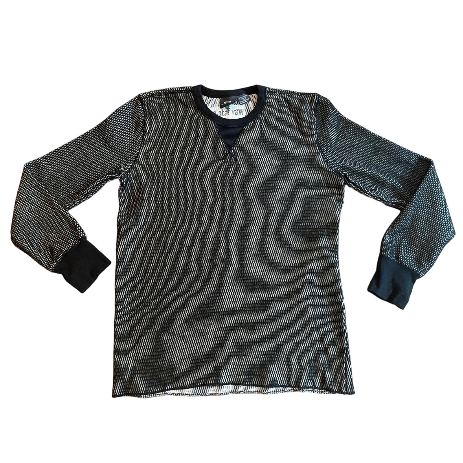 G Star Raw Men's Black and Tan Netted Shirt/Sweater L/XL