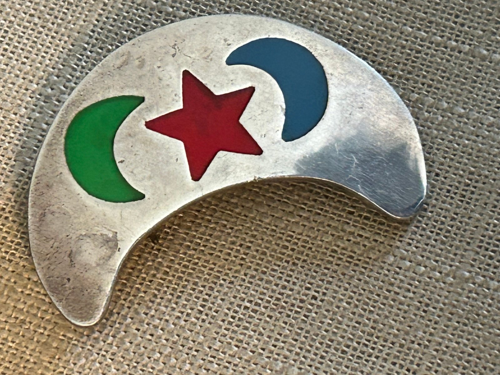 Vintage sterling crescent moon pin/pendant