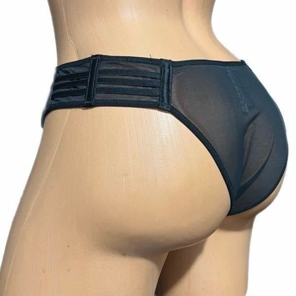 Victorias Secret LUXE Sexy Sheer Mesh Strappy Cheekini Panty Black M