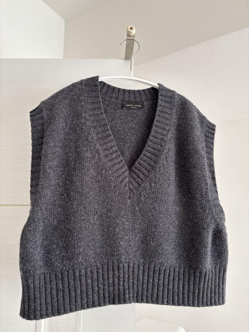 Roberto Collina Dark Grey V-Neck Knit Vest