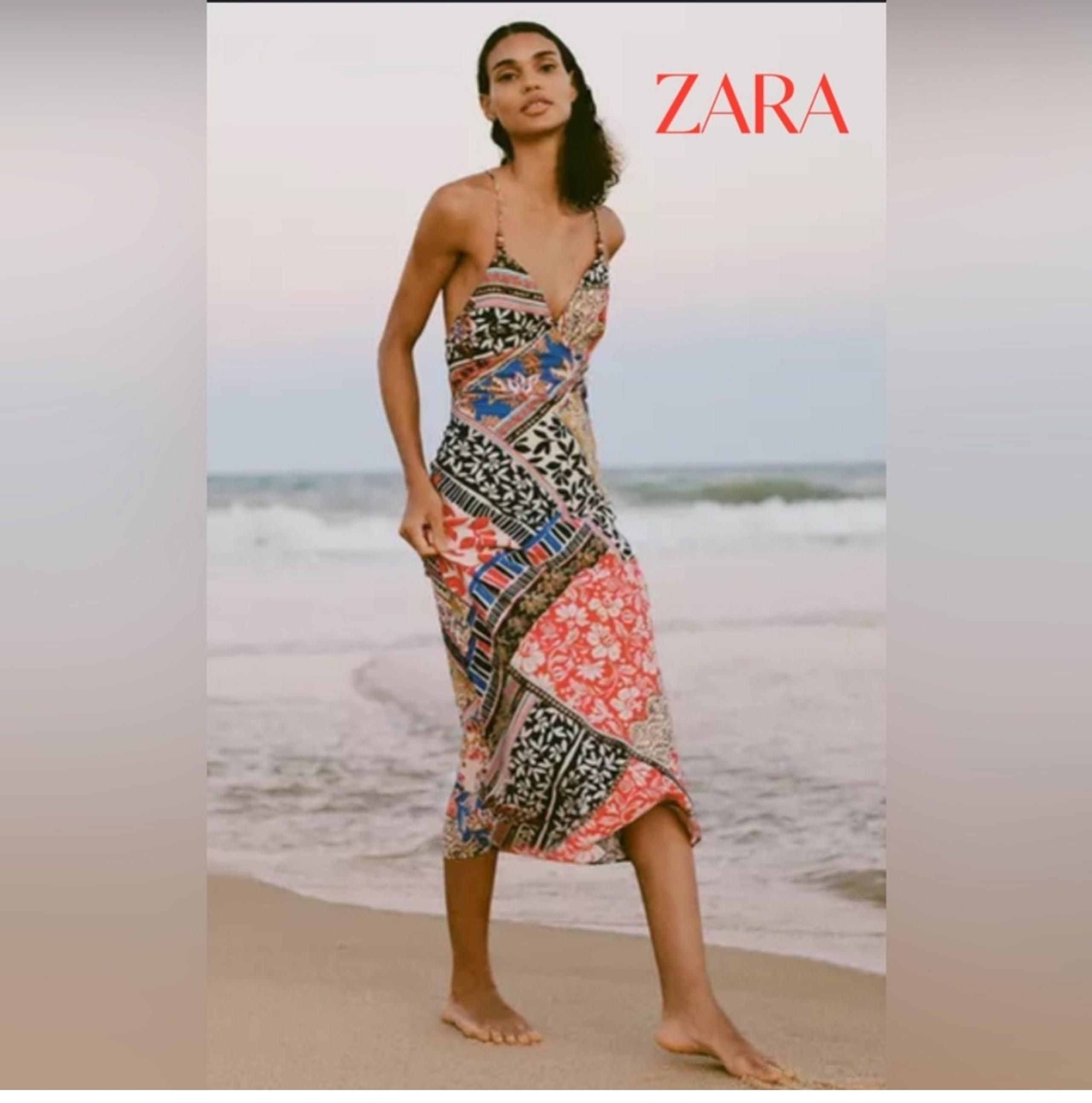 Zara Blue/Red Nautical Vibrant Patchwork Print
Midi Slip Beach Dress Sz S EUC