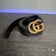 GG MARMONT WIDE BELT WITH PEARLS LEATHER 453260 120. 48 AUTHENTIC
