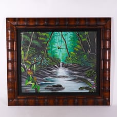 Rain Forest Jungle Parrot Bird Nature Landscape River Original Painting Artwork
