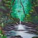 Rain Forest Jungle Parrot Bird Nature Landscape River Original Painting Artwork
