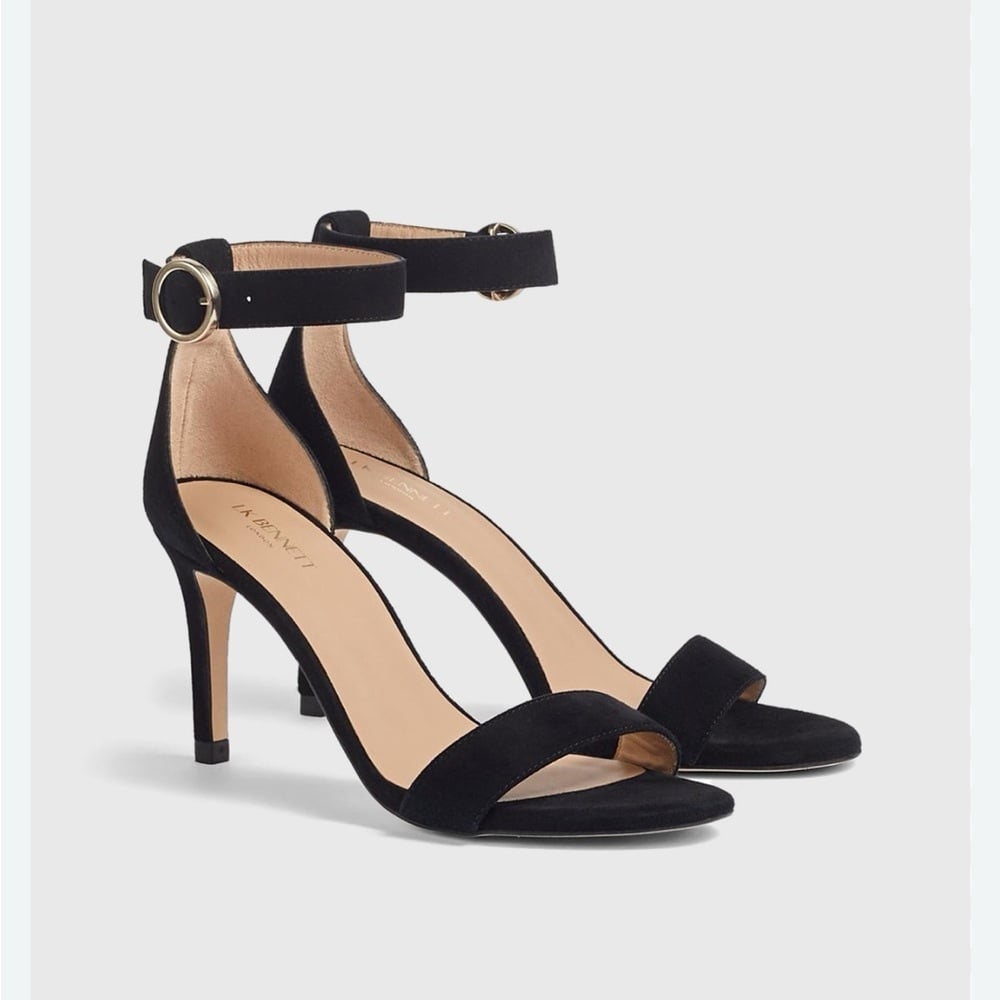 LK Bennett Black Suede Ivy Single Strap Sandals