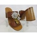 NIB MIU MIU PRADA 5XX443 BROWN LEATHER CRYSTALS JEWELED FLOWER MULES SANDALS 37