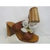 NIB MIU MIU PRADA 5XX443 BROWN LEATHER CRYSTALS JEWELED FLOWER MULES SANDALS 37