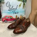 Johnston & Murphy Made In Italy Brown Leather Hand Woven Vamp Shoes