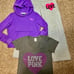 VS PINK 3pc purple rhinestone heart studded bling zip hoodie tee wide leg pants