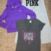 VS PINK 3pc purple rhinestone heart studded bling zip hoodie tee wide leg pants