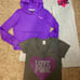 VS PINK 3pc purple rhinestone heart studded bling zip hoodie tee wide leg pants