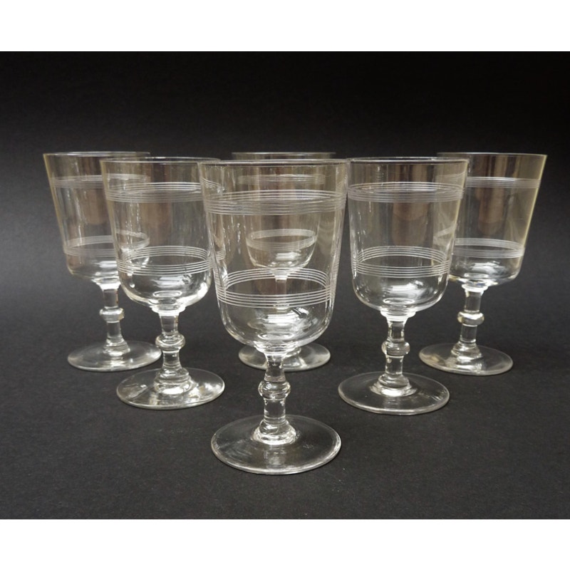 Leerdam wine glasses guilloche etched, set of 6