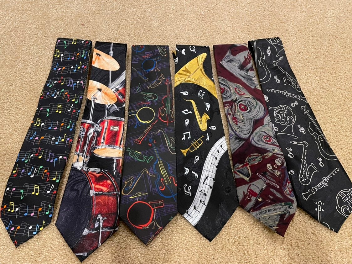 Music themed necktie lot of 6 different