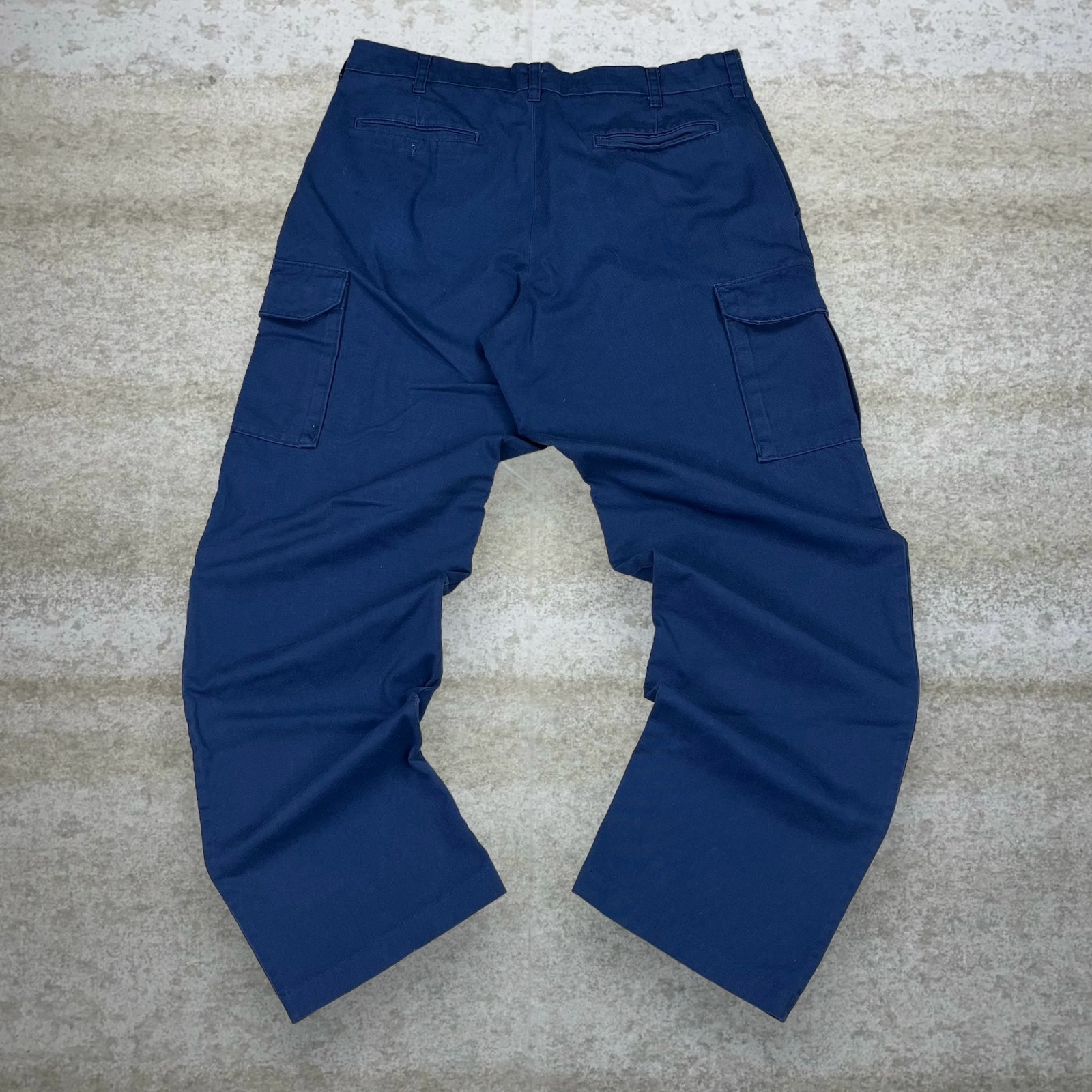 Vintage Cargo Pants Navy Blue Baggy Wide Leg Fit Work Wear 90s
