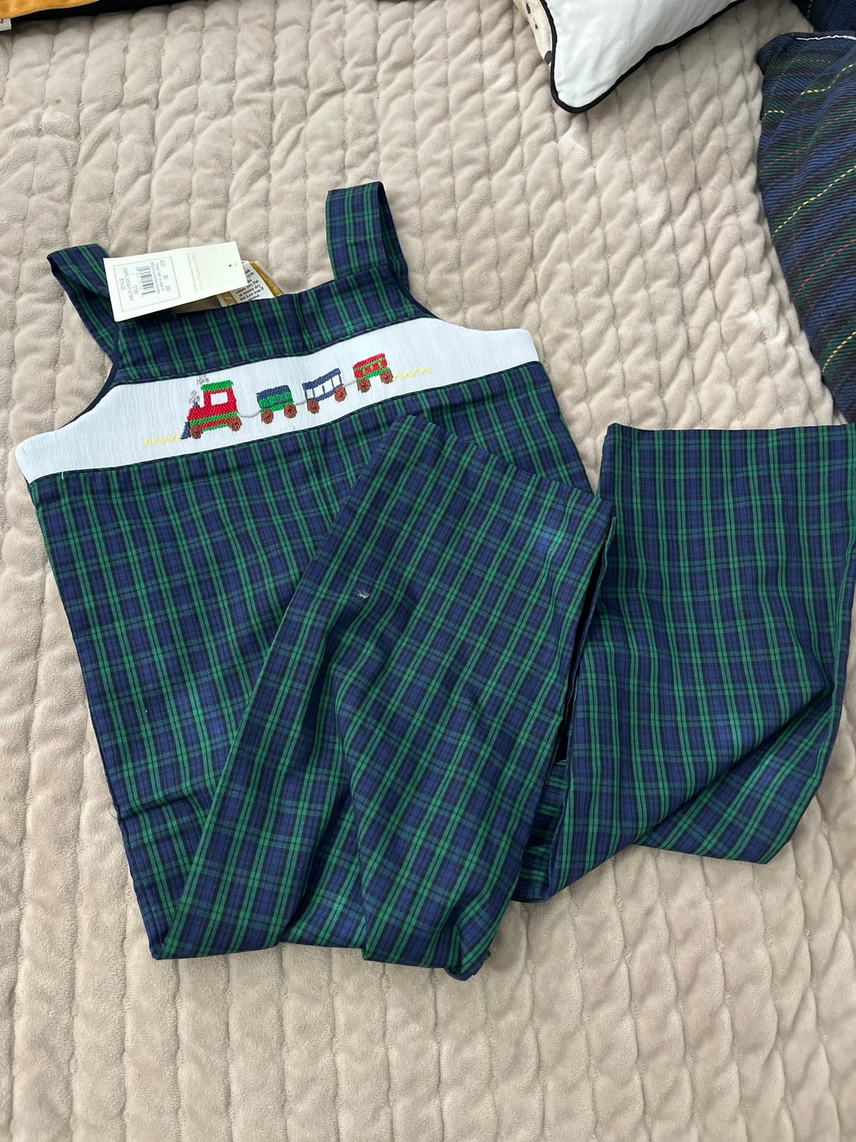 TBBC The Beaufort Bonnet Company 12-18 Jon Jon Train Christmas party plaid