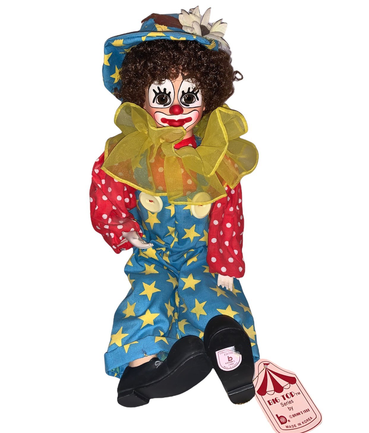 Porcelain Clown Doll Big Top by Brinn 1988 Collectors Edition Joel Tags