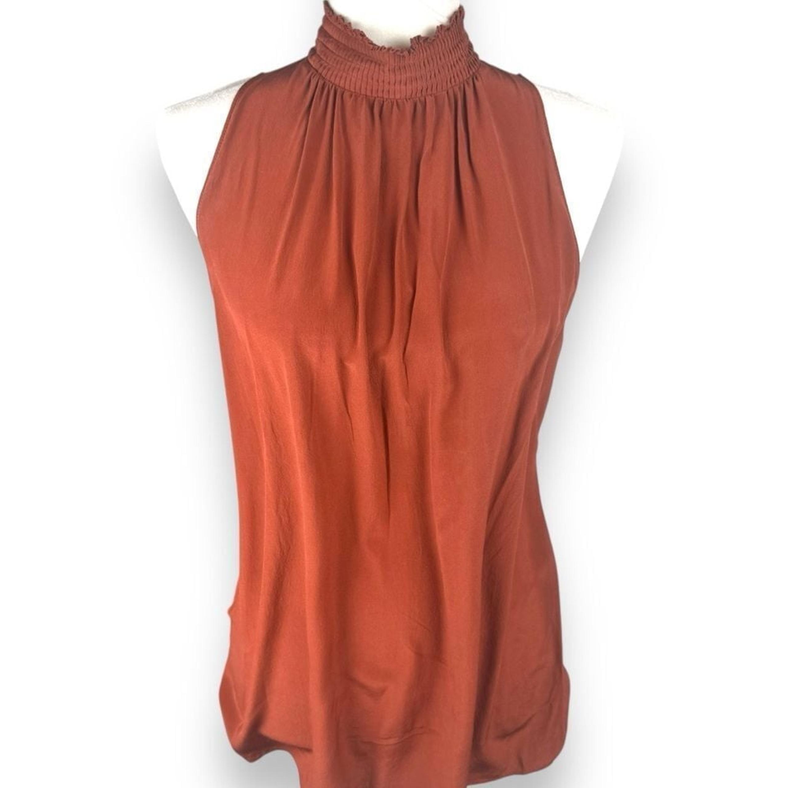 100% Silk Antonia Melani Size Small Womens Halter Top Flowy Smocked Romantic