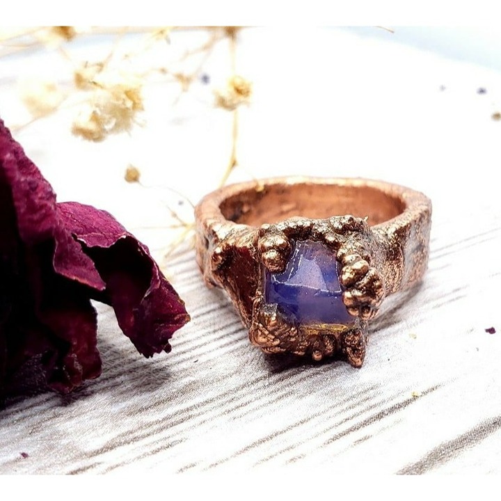 Opalite copper crystal ring