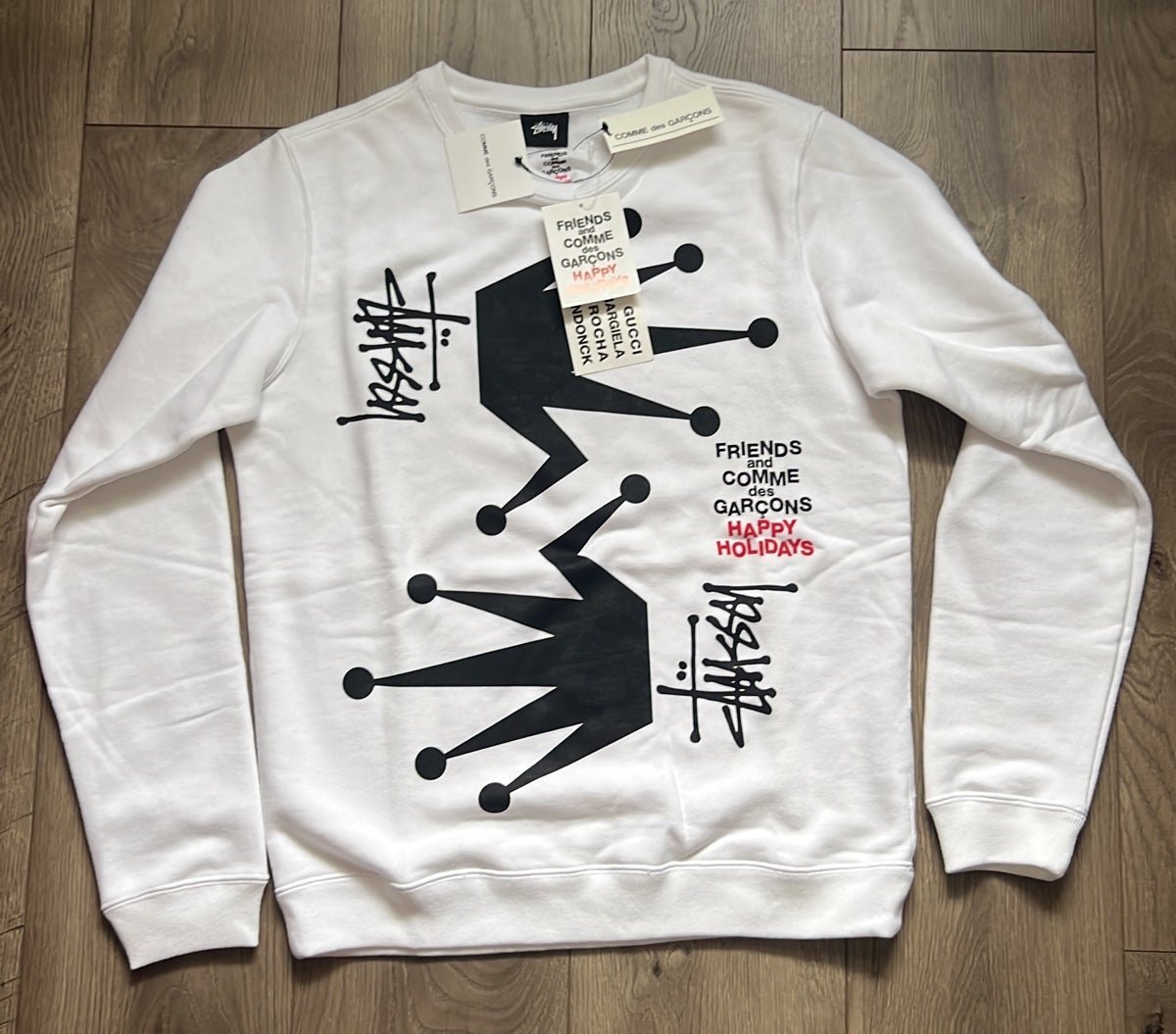 Friends and comme des Garcons happy holidays study sweatshirt