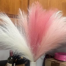 Pampas Grass Pink Decor 17.7 Inch 6pcs, Faux Pampas Grass Home Decor