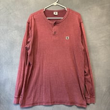 Vintage DC Henley Shirt XL Long Sleeve Skater Burgundy Streetwear Baggie Hip Hop