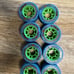 Sure Grip Titan roller skate wheels 62mm Teal 92a set of 8