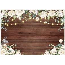 7x5ft Rustic White Floral Wood Backdrop
