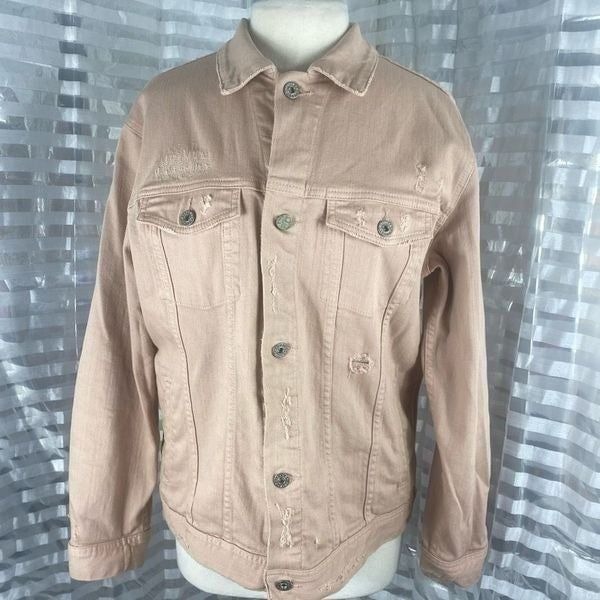 AG Adriano Goldschmied Light Pink Denim Trucker Jacket