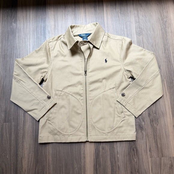 Polo Ralph Lauren Cotton Poplin Chore Jacket Boys Small Khaki Size 8 Preppy