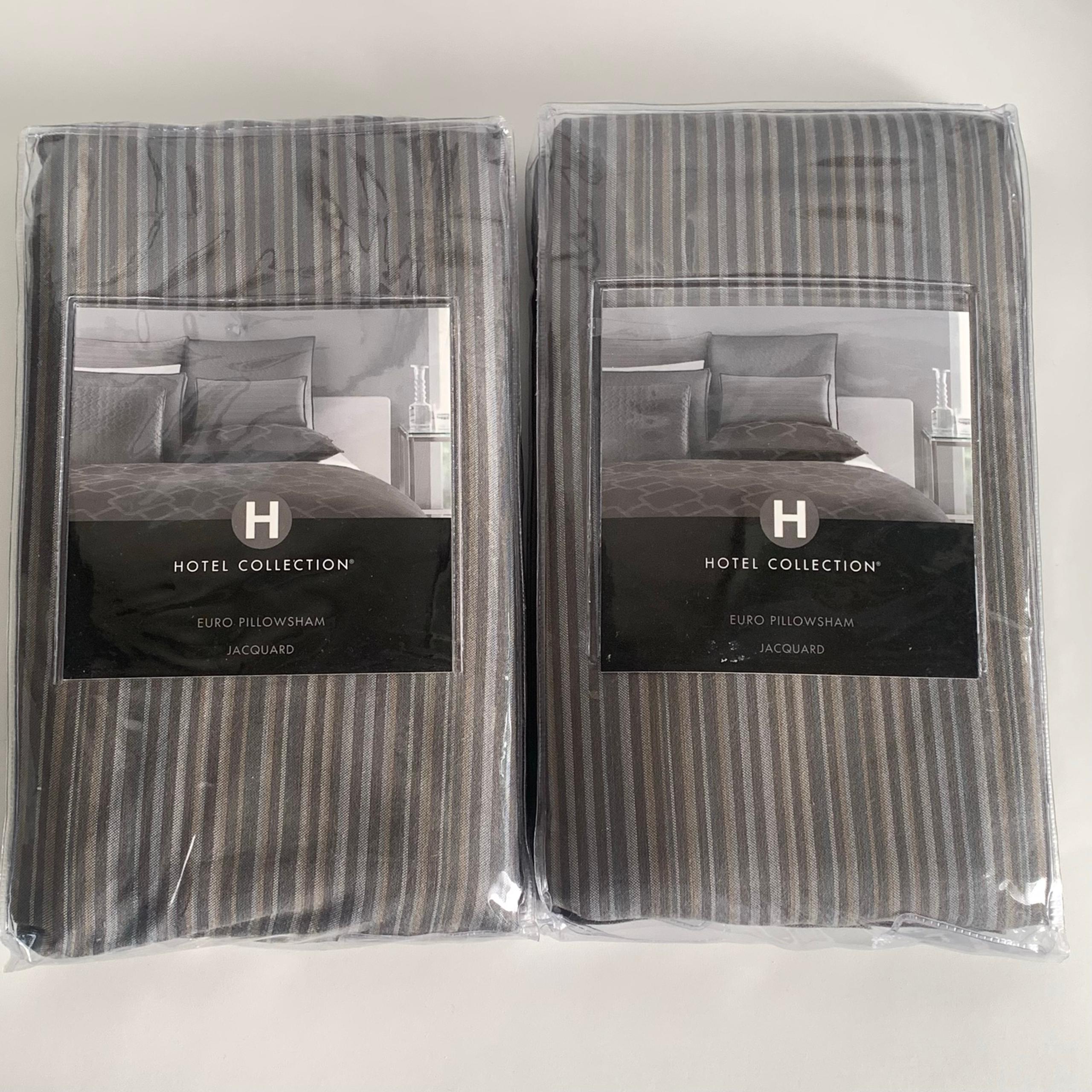 Hotel Collection GRIDWORK Jacquard Euro Pillow Sham Gray Stripe 26x26” Square