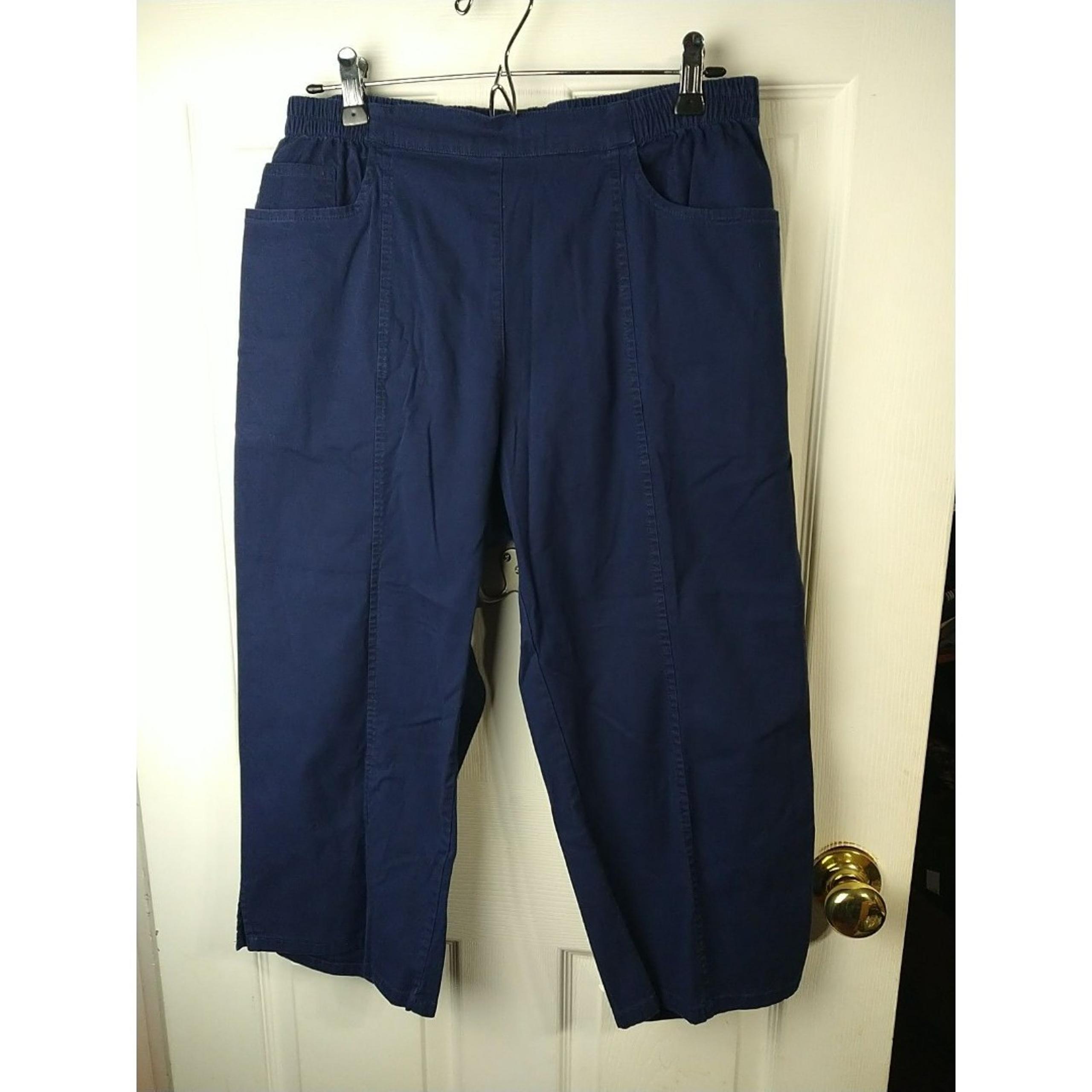 Cathy Daniels Woman L Blue Pedal Pushers Casual Comfort Elastic Waist Pullon