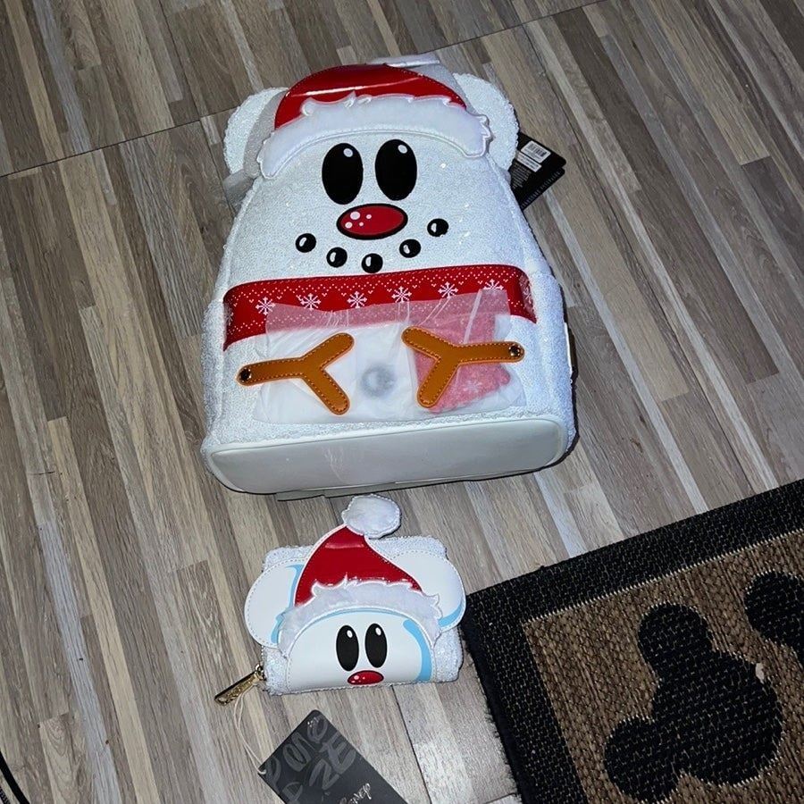 Loungefly Disney Mickey Mouse sequin snowman bag set
