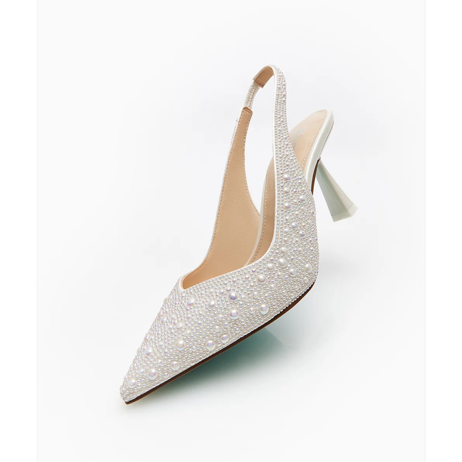 Betsey Johnson Clark Slingback Heels Women's Size 8.5 Ivory Rhinestone