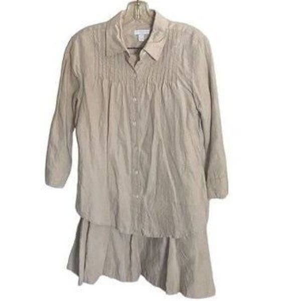 Charter club women’s 100% linen two piece skirt set size 12 P